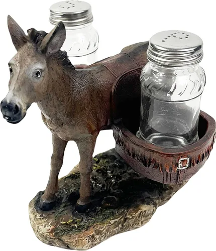 Miniatura 9 de Urbalabs - Coctelera grande de armadillo, lobo, burro, cerdo y caballo, salero y pimentero, mesa de comedor de granja, decoración rústica de vaquero