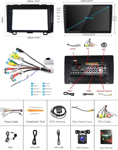 Miniatura 8 de Estéreo de coche Android 2G+64G para Honda CRV 2007-2011 con Carplay inalámbrico/Android Auto con navegación GPS WiFi, pantalla táctil de 9
