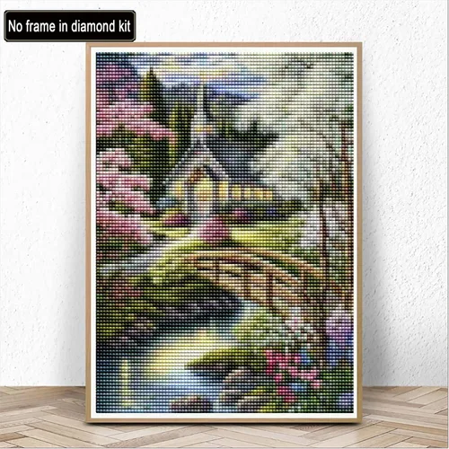 Miniatura 2 de Kaliosy Kits de Arte de Diamante 5D para Adultos River Cottage por Números, Kits de Pintura de Diamantes Paisajes Arte DIY Taladro Completo Cabaña