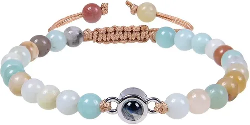 Miniatura 11 de Pulseras, elegante pulsera para parejas con 100 idiomas "I Loves You" Proyección en cristales mate piedra portátil para aniversarios