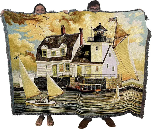 Miniatura 15 de Pure Country Weavers Manta de matrimonio Dockside por Charles Wysocki - Tapiz de regalo de playa costera de Estados Unidos temprano de América