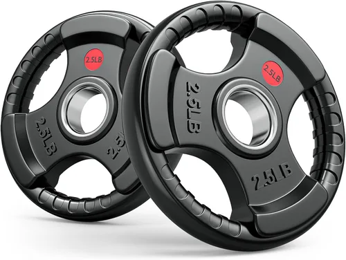 GIKPAL Discos de peso de goma de agarre olímpico de 2 pulgadas para entrenamiento de fuerza, levantamiento de pesas en el hogar y el gimnasio, juego