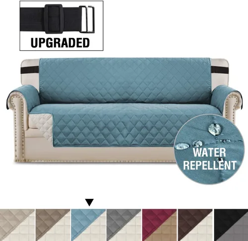 Miniatura 4 de H.VERSAILTEX Paquete de funda reversible para silla y funda de sofá color azul ahumado