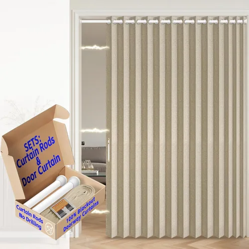 Miniatura 72 de AJAZZ Cortina de puerta magnética 100% opaca de acordeón para armario, cortina invisible para puerta interior de dormitorio, sala de estar, pasillo