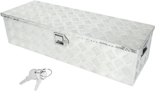 Miniatura 13 de Caja de herramientas de aluminio negro de 39 x 13 x 10 pulgadas con cerradura y llaves, caja de herramientas de 5 barras de banda de rodadura, caja
