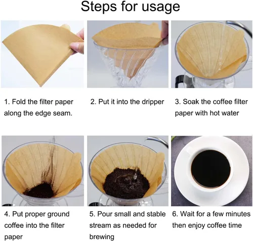 Miniatura 4 de Filtros de café en cono tamaño 01, 100 unidades sin blanquear 1-2 tazas desechables V01 filtros de papel de café, compatibles con filtro de café