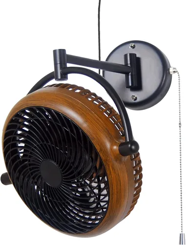 Miniatura 2 de Vento VIVI-DC Ventilador giratorio de montaje en pared de 10 pulgadas con brazo plegable (nogal)