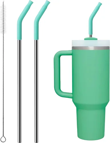 Miniatura 9 de 2 piezas de pajitas de acero inoxidable para vaso Stanley de 40 oz, accesorios de reemplazo para vaso Stanley de 40 oz con puntas de silicona