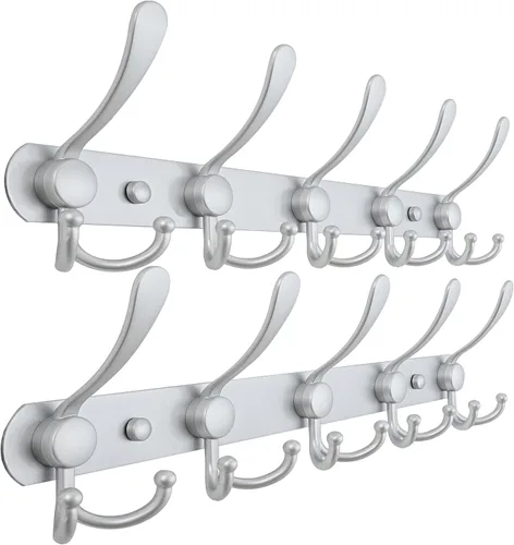 Miniatura 72 de Dseap - Perchero para pared, 5 ganchos triples, resistente, acero inoxidable, riel de gancho de metal para abrigos, sombreros, toallas, bolsos