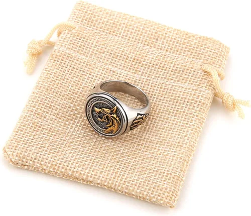 Miniatura 7 de HZMAN Anillo de lobo vikingo nórdico para hombre, acero inoxidable, retro, mago, guerrero, cazador, cabeza de lobo y pata de lobo, joyería de regalo