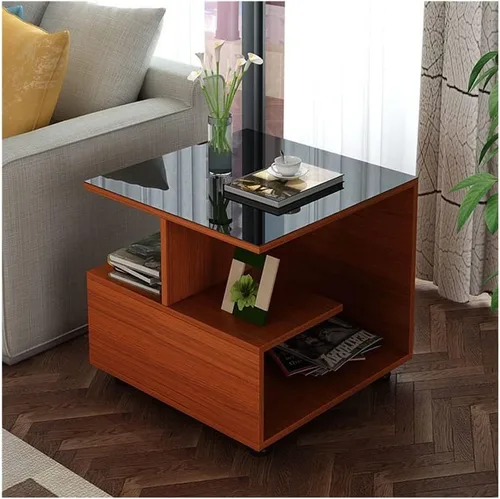 Miniatura 6 de Mesa auxiliar cuadrada de 3 niveles con estantes de almacenamiento, mesa auxiliar moderna para el hogar, sala de estar, dormitorio