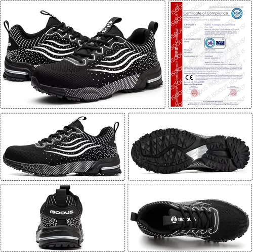 Miniatura 4 de Zapatos de punta de acero para hombres y mujeres, zapatos de seguridad ligeros, cómodos y acolchados, zapatos de trabajo indestructibles