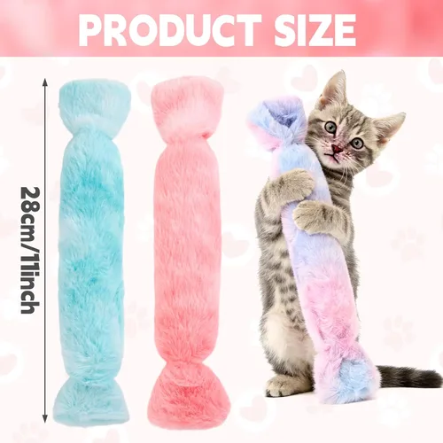 Miniatura 2 de Juguete para patear gatos 3 piezas, juguetes de hierba gatera en forma de caramelo para gatos, juguetes de hierba gatera con papel arrugado.