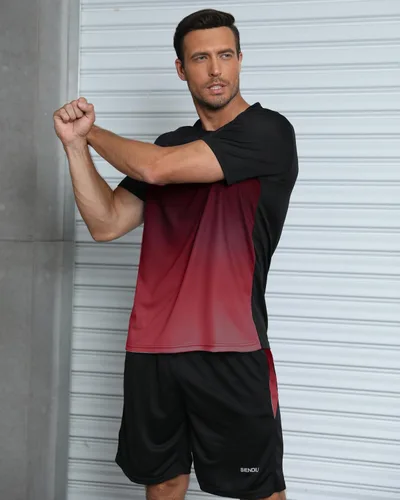 Miniatura 3 de Conjuntos de entrenamiento para hombre, ropa atlética, camisetas de fútbol, pantalones cortos, paquete de 3 unidades, baloncesto, correr, gimnasio