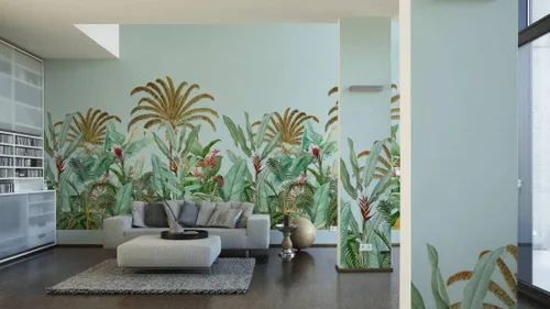 Miniatura 5 de CONCORD WALLCOVERINGS ™ Papel tapiz floral para dormitorio, hojas de palmera, azul, verde, marrón, 104 pulgadas de ancho x 110 pulgadas de alto, 5