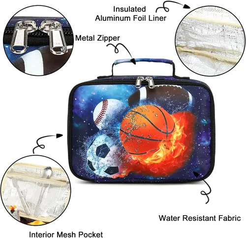 Miniatura 5 de LEDAOU Lonchera para Niños Bolsa de Almuerzo Aislada Niños Niñas Pequeños Lonchera Reutilizable para Escuela Picnic Senderismo Azul