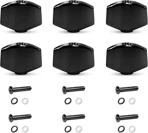 MAXCHEER 6 piezas de metal grande forma cuadrada guitarra afinación clavija afinadores cabeza máquina reemplazos botones perilla mango punta (negro)