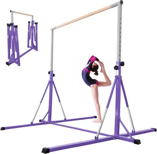 Miniatura 12 de Gymnastics Bar, 5'10” Base length 45" to 71" Adjustable Horizontal Bar for Serious Training, 500 LBS Capacity, Professional Home Gym Equipment with