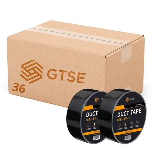 Miniatura 25 de Cinta adhesiva ancha GTSE, negra, 3 pulgadas x 55 yardas (164 pies), cinta de reparación resistente e impermeable para uso en interiores