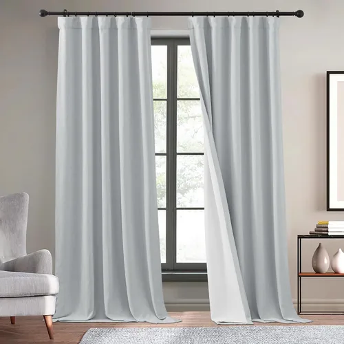 Miniatura 11 de KGORGE Cortinas de lino sintético azul de 120 pulgadas de largo, cortinas opacas naturales de lino para oscurecer la privacidad, tratamiento