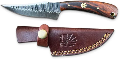Cuchillo de despellejamiento artesanal Titan International Knives de acero Carbon 1080 | Cuchillo de hoja fija con revestimiento de color,