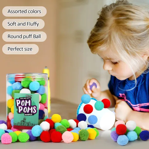 Miniatura 3 de Phinus 200 pompones de 1 pulgada para manualidades, pompones suaves y esponjosos, para decoración de manualidades y manualidades