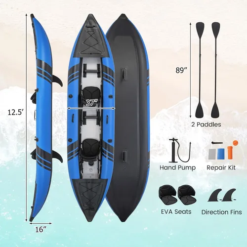 Miniatura 7 de S AFSTAR Kayak inflable, canoa para 2 personas con capacidad de 507 libras, suelo de puntadas, todos los accesorios y bolsa de transporte, kayak