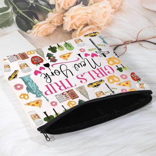 Miniatura 3 de POFULL Nueva York Vacaciones Regalo Viaje Nueva York Cremallera bolsa Viaje Cosméticos Bolsa, Bolsa de Cosméticos de Viaje para niñas Nueva York