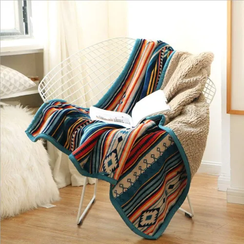 Miniatura 3 de UKELER - Manta Boho Sherpa 60" x 50" - Mantas de franela suaves y esponjosas para cama/sofá/oficina/camping A-bohemio
