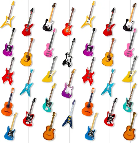 8 guirnaldas colgantes de guitarra para guitarra, decoración de fiesta de cumpleaños, guitarra, música, techo, decoración de pared para habitación