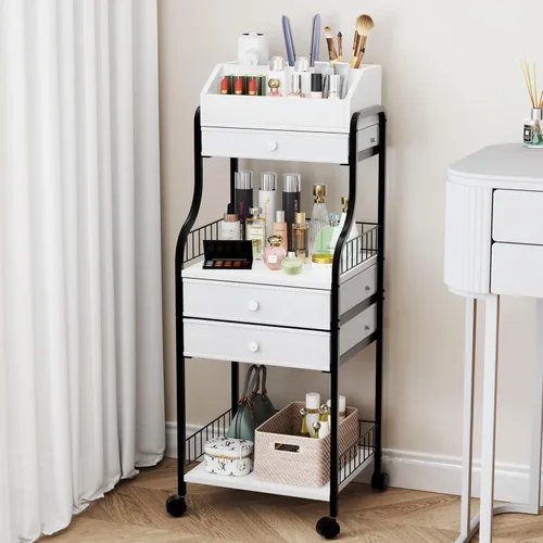 HapiRm Organizador de Maquillaje de Piso para Almacenamiento - Organizadores de Maquillaje y Cuidado de la Piel de Tocador con Cajones, Estuches de