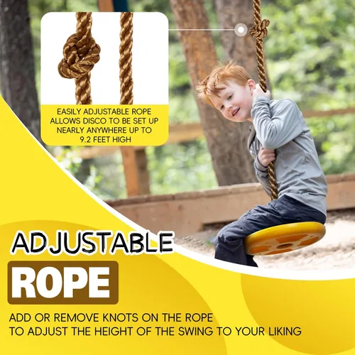 Miniatura 3 de ZNCMRR Columpio de árbol para niños, accesorios de cuerda de escalada para niños con asiento de disco, columpios de cuerda para árbol de disco