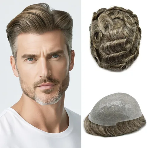 Miniatura 54 de Hombres Toupee Hair Thin Skin Men Human Hair Piece Men Toupee Cabello humano V-loop de aspecto natural Toupee Hombres Hairpiece Men Hair System