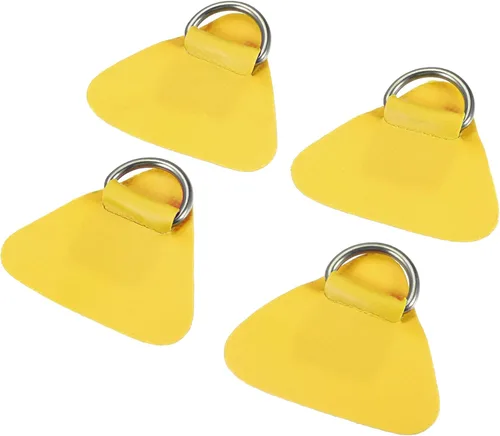 X AUTOHAUX 4 Pcs D Ring Patch PVC Stainless Steel Triangle Shape D Ring Pad for Inflatable Boat Kayak Canoe Deck Amarillo