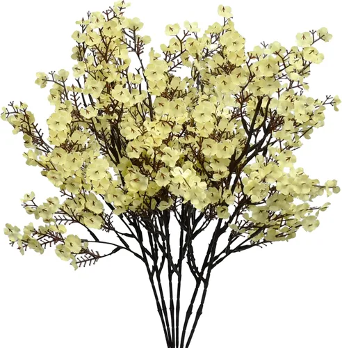 Miniatura 32 de Mandy's 6 paquetes de flores artificiales de aliento de bebé beige marrón 18.5 Inch Silk Gypsophila European Style Modern Home Decor Centerpiece