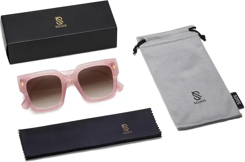 Miniatura 67 de SOJOS Gafas de sol cuadradas vintage de gran tamaño para mujer, estilo retro, de lujo, grandes, UV400 SJ2194