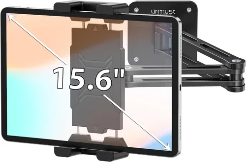 Miniatura 14 de Urmust Soporte de pared para tableta para iPad, rotación de 360°, soporte ajustable para tablet con brazo extensible de aluminio, para iPad