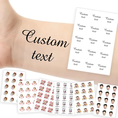 Tatuajes temporales personalizados con foto y nombre, logotipo personalizado para adultos, niños, mujeres, hombres, regalo de boda, cumpleaños,