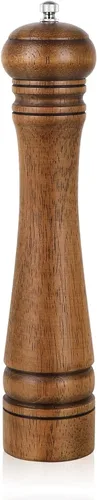 1 paquete de molinillo de pimienta de madera, XWXO molinillo de sal de 10 pulgadas y shaker de pimienta, molinillo de pimienta con rotor de cerámica