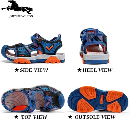 Miniatura 2 de JMFCHI Sandalias deportivas para niños, sandalias deportivas para exteriores, senderismo, atléticas, sandalias de playa con punta cerrada, zapatos
