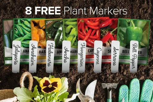 Miniatura 3 de Gardeners Basics, Semillas de pimiento para plantar 8 variedades, Jalapeño, Habanero, Pimiento, Cayena, Cera caliente húngara, Anaheim, Serrano