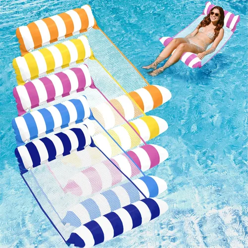 Flotadores de piscina para adultos, balsas flotantes de malla inflables mejoradas, flotador de piscina multiusos 4 en 1, hamaca de agua, flotadores