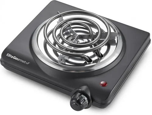 Miniatura 9 de Elite Gourmet ESB-301BF# Quemador de hierro fundido individual de encimera, placa caliente eléctrica de 1000 vatios, controles de temperatura, luces