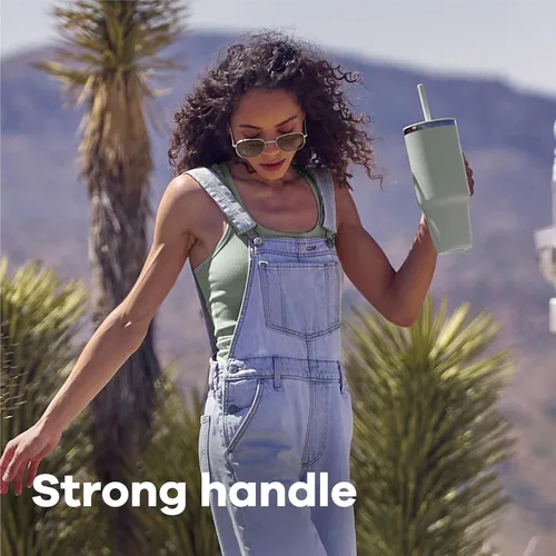 Miniatura 7 de Hydro Flask Vaso de Viaje con Asa, Tapa y Pajita - Acero Inoxidable Aislado en 24 Oz Aloe