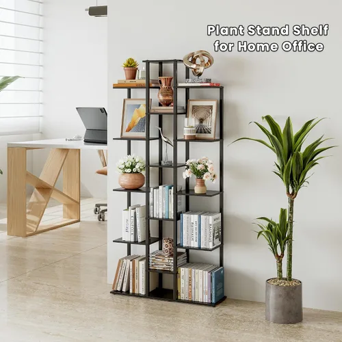 Miniatura 3 de DGSANDGO Estantería de 5 niveles para espacios pequeños, resistente y compacta para sala de estudio/dormitorio, estante de almacenamiento de madera