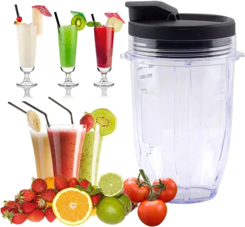 Miniatura 6 de Vaso de repuesto de 18 onzas para licuadora con tapa y sello para Nutri Ninja BL450 BL456 BL480 BL482 BL640 BL642 BL682 BN401 BN751 BN801 Foodi