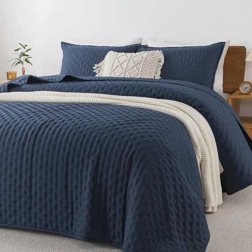 Miniatura 12 de Andency Juego de ropa de cama beige tamaño King (106 x 96 pulgadas), colcha de 3 piezas suave y ligera, colcha de verano bohemia tamaño King