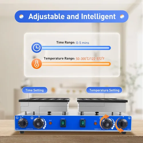 Miniatura 5 de Máquina eléctrica antiadherente para hacer gofres comercial, mini panqueques holandesa, panadero, salud y hogar, multifunción, mini máquina 50pcs