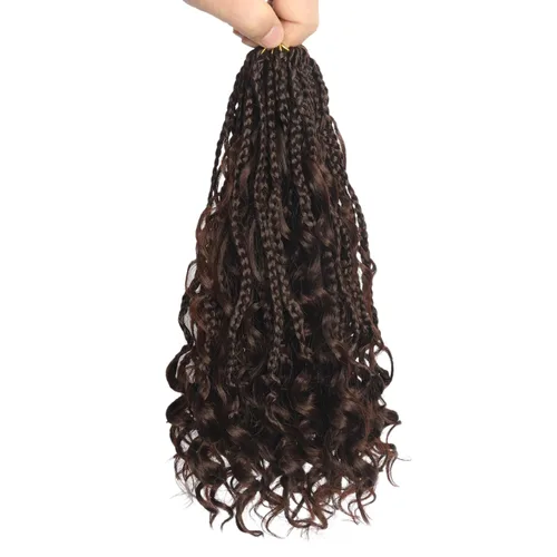 Miniatura 19 de Flagship 9 Paquetes Goddess Box Braids Cabello de Ganchillo para Mujeres Negras - 10 Pulgadas Pre-enrollado con Puntas Rizadas, Estilo Bohemio