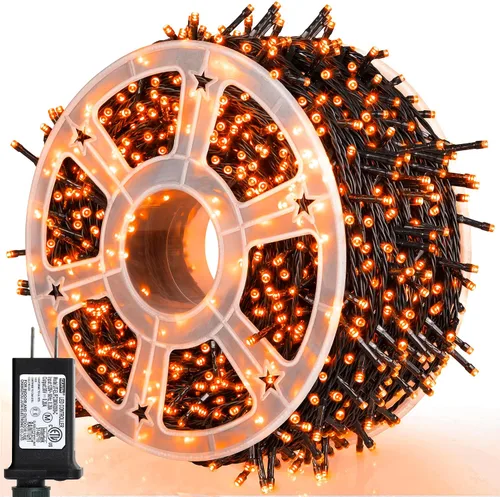 Miniatura 18 de weillsnow Luces de Halloween Moradas y Naranjas, 200 LED 66 Pies con Enchufe Luces de Cadena de Halloween Impermeables, 8 Modos con Memoria